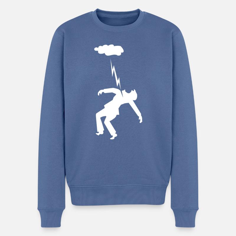 blitz strike - Männer Premium Bio Pullover - Taubenblau