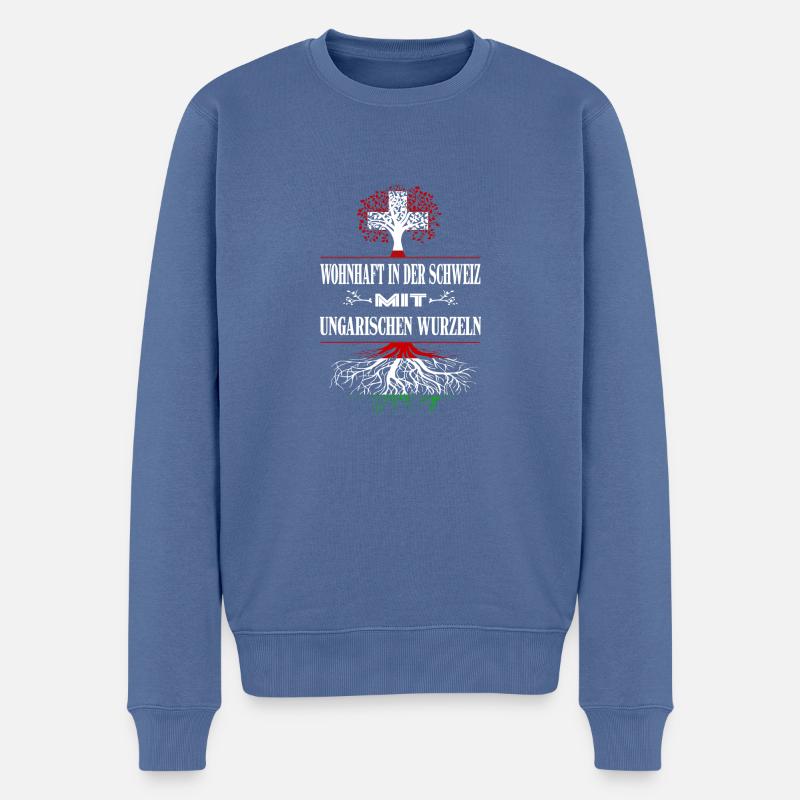 Schweiz-Ungarn - Männer Premium Bio Pullover - Taubenblau