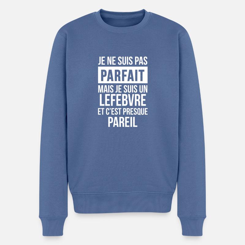 Nom de Famille - LEFEBVRE - Pull Premium bio Homme - bleu pigeon