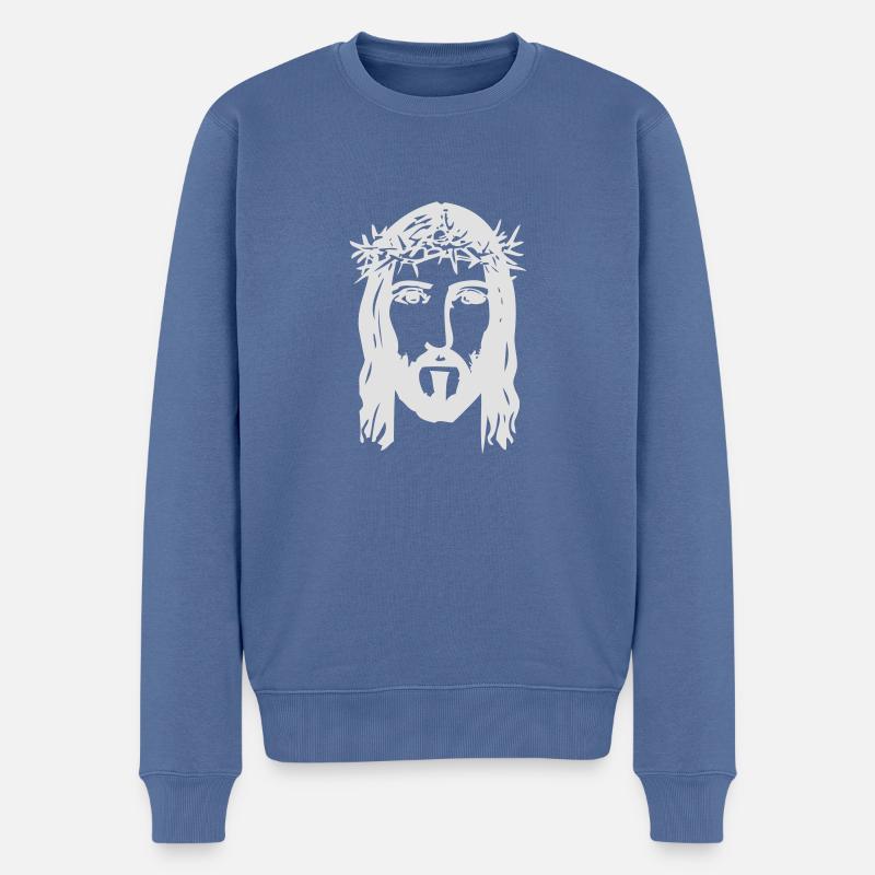 Jesus - Männer Premium Bio Pullover - Taubenblau