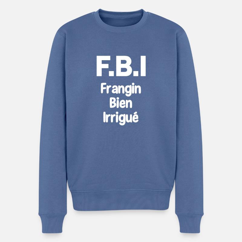 F.B.I frangin bien irrigué - Pull Premium bio Homme - bleu pigeon