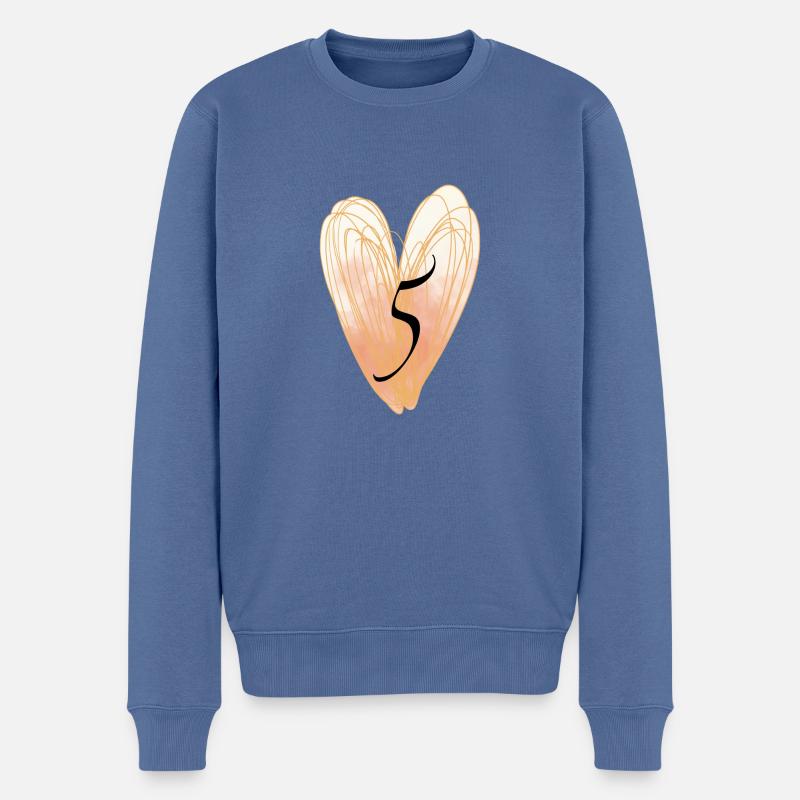 5 - Männer Premium Bio Pullover - Taubenblau