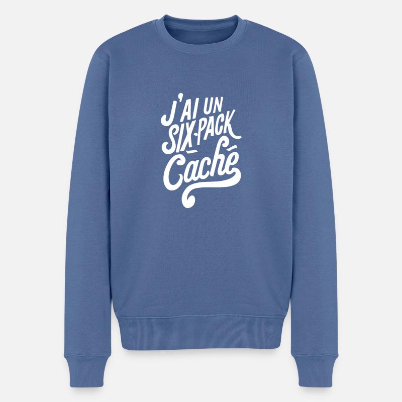 J'ai un six-pack caché - Pull Premium bio Homme - bleu pigeon