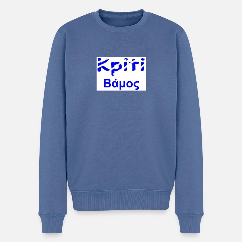 Kreta 12 - Männer Premium Bio Pullover - Taubenblau