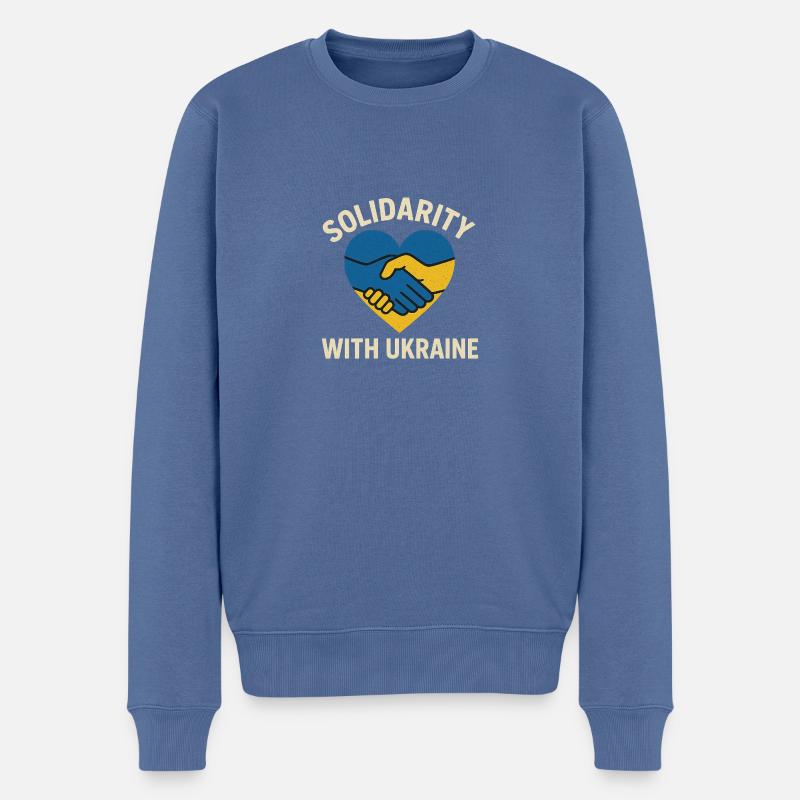 Solidarité avec l’Ukraine - Pull Premium bio Homme - bleu pigeon