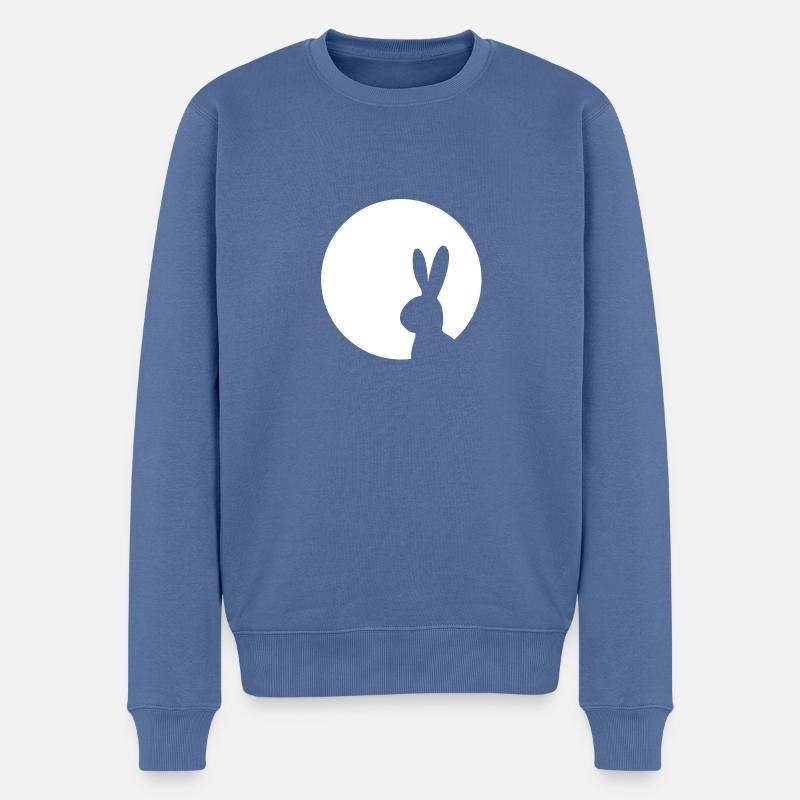 Moony Hase im Mond Kaninchen Häschen - Männer Premium Bio Pullover - Taubenblau