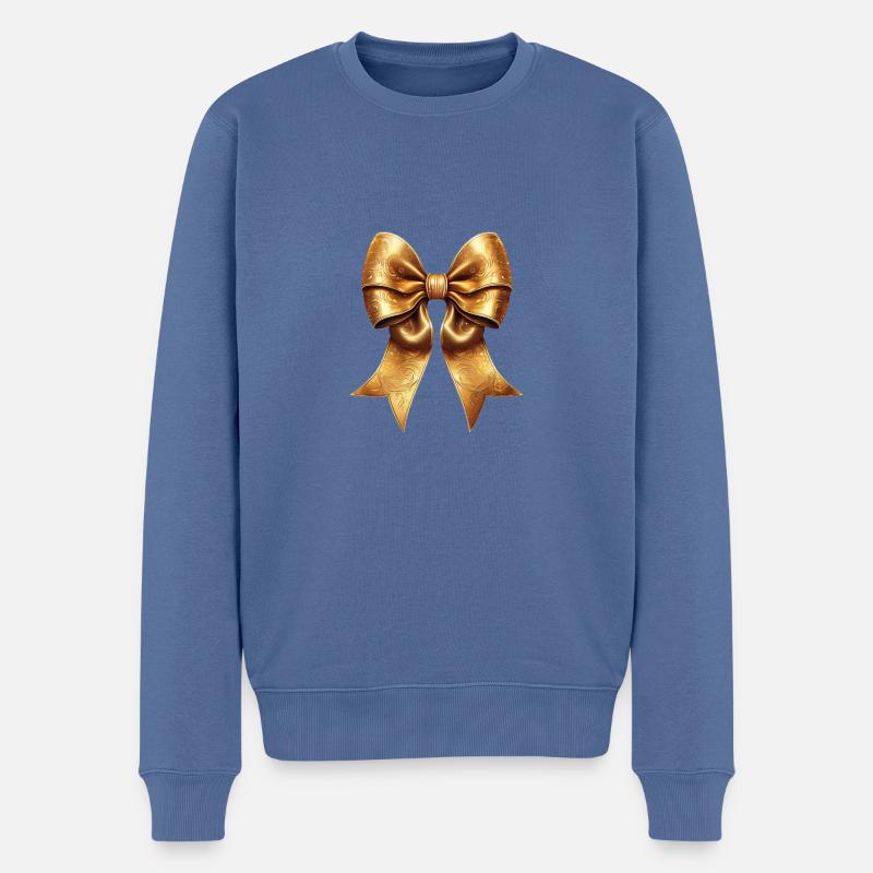 Weihnachtsschleife - Männer Premium Bio Pullover - Taubenblau