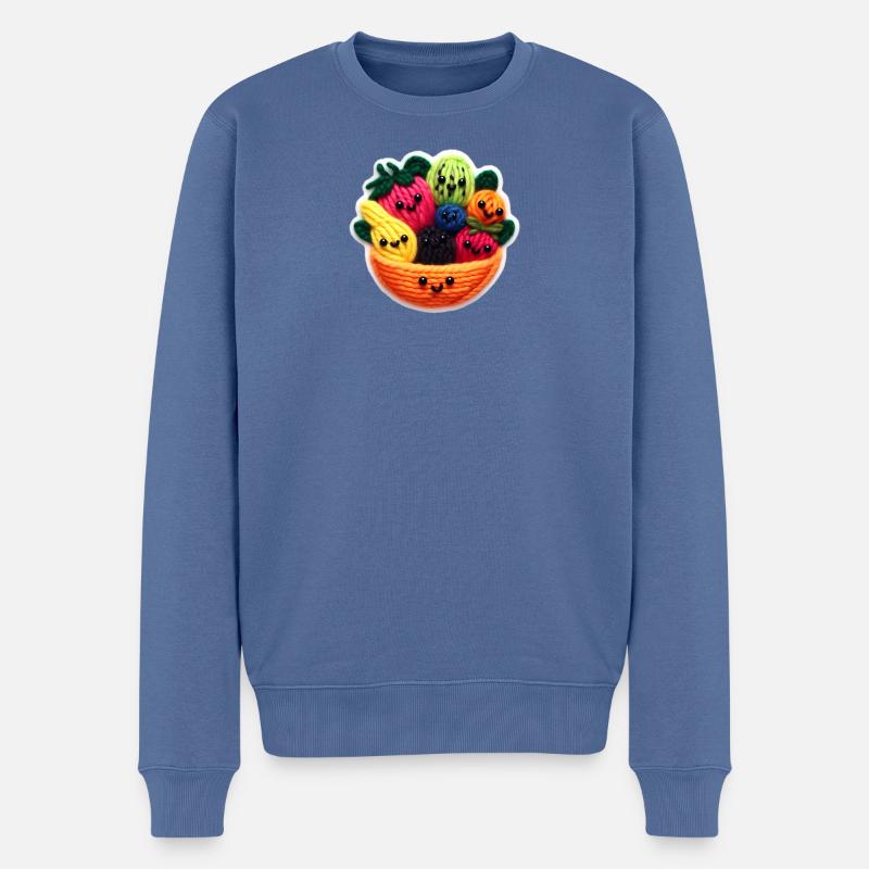 Fruit salad faces - Männer Premium Bio Pullover - Taubenblau