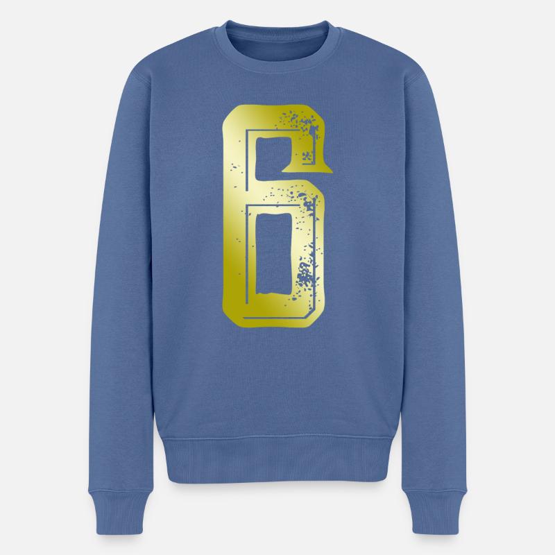 6 Zahl Symbol - Männer Premium Bio Pullover - Taubenblau