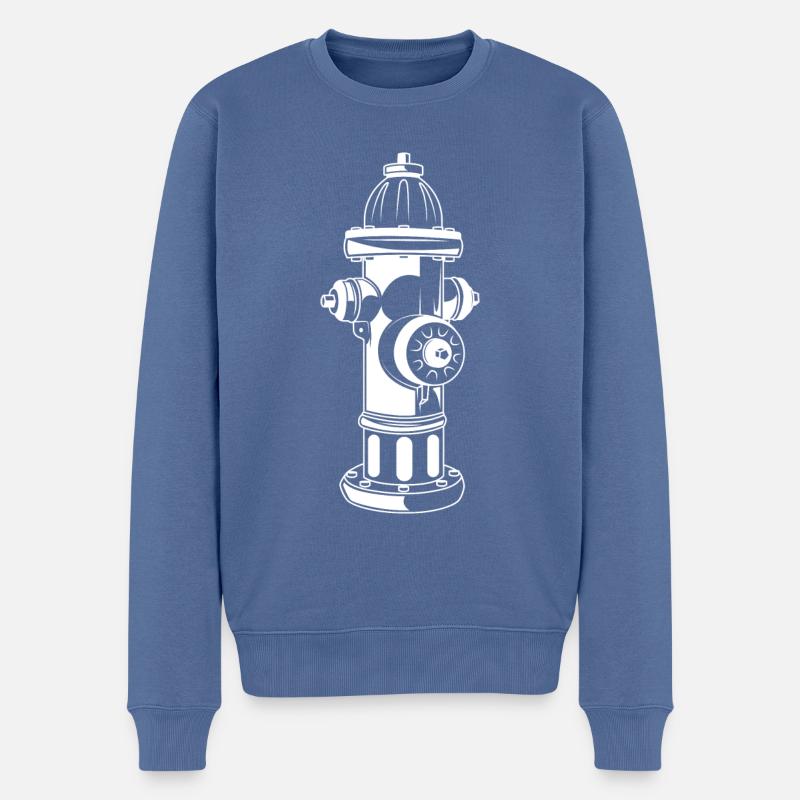 Hydrant Silhouette - Männer Premium Bio Pullover - Taubenblau
