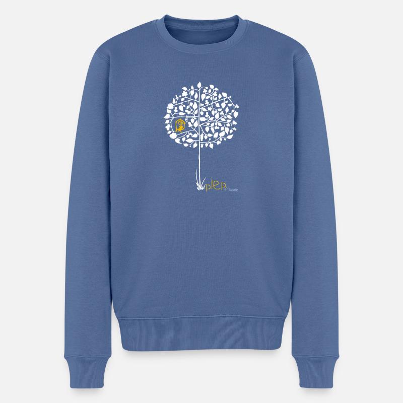 Piepmatz Weissgelb - Männer Premium Bio Pullover - Taubenblau