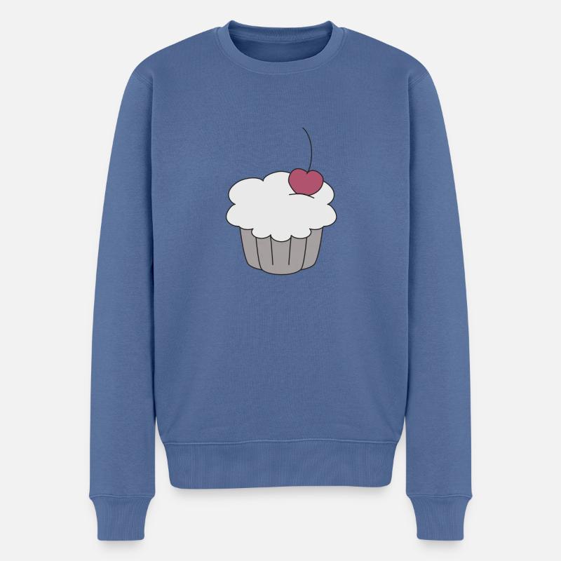 Muffin mit Kirsche - Männer Premium Bio Pullover - Taubenblau
