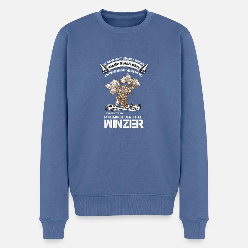 Winzer - Männer Premium Bio Pullover - Taubenblau