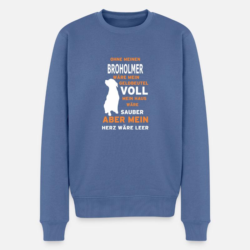 BROHOLMER - Männer Premium Bio Pullover - Taubenblau
