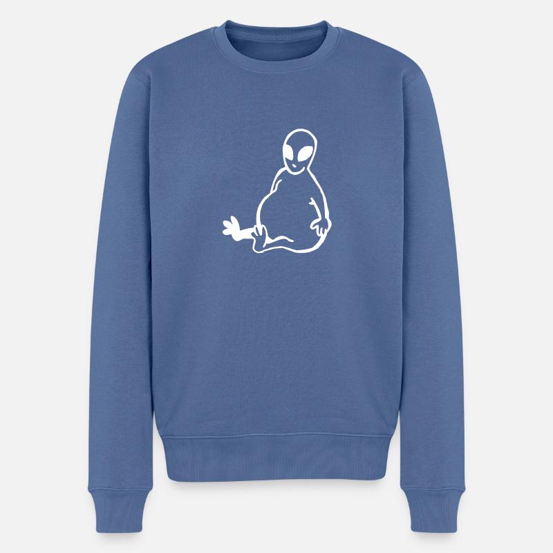 Dicker Alien - Männer Premium Bio Pullover - Taubenblau