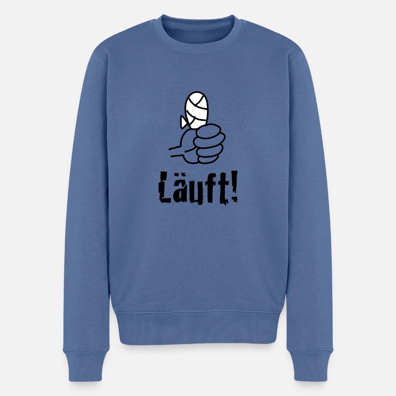 laeuft - Männer Premium Bio Pullover - Taubenblau