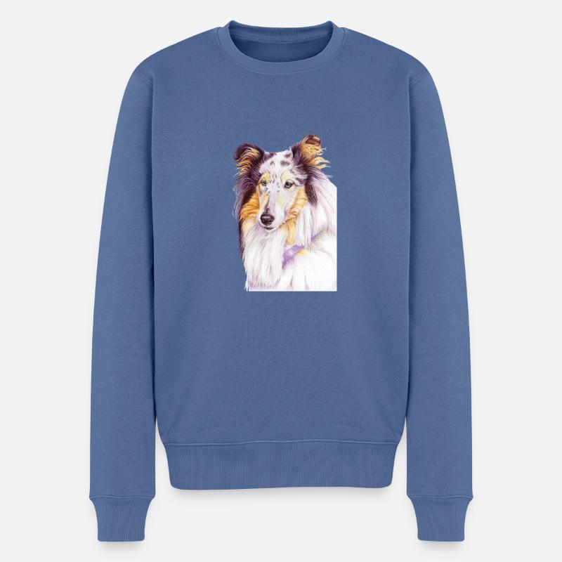 Collie Bluemerle - Männer Premium Bio Pullover - Taubenblau
