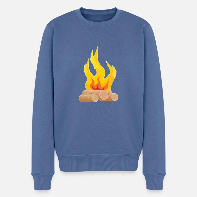 Feuer - Männer Premium Bio Pullover - Taubenblau