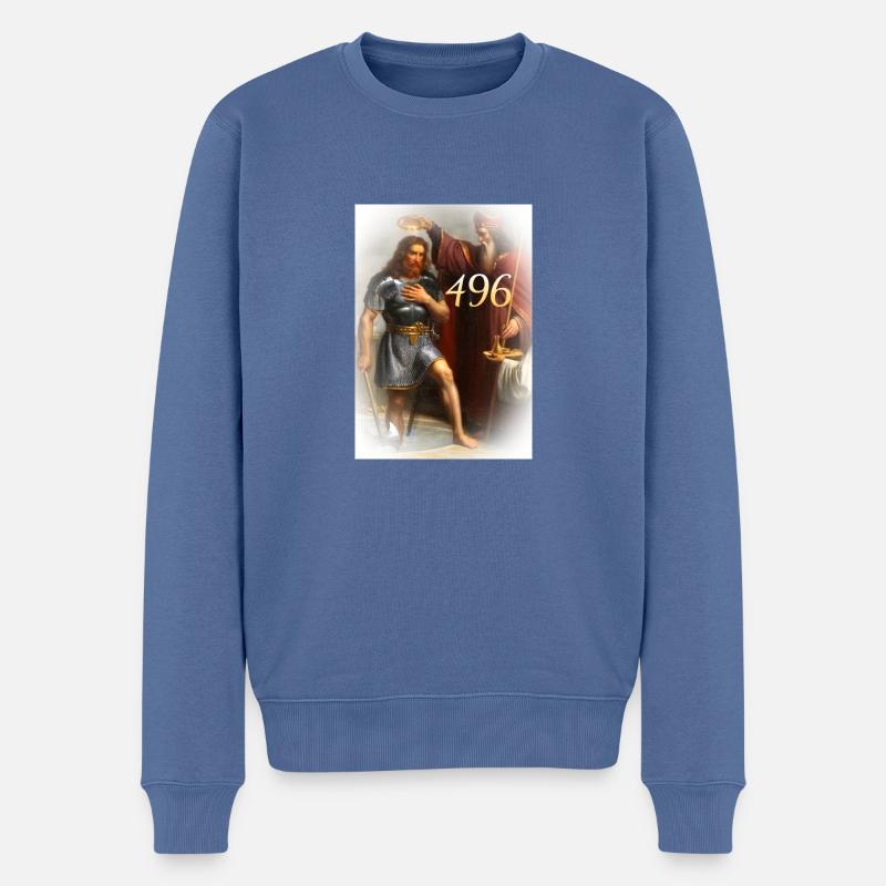 Batême de Clovis 496 - Männer Premium Bio Pullover - Taubenblau