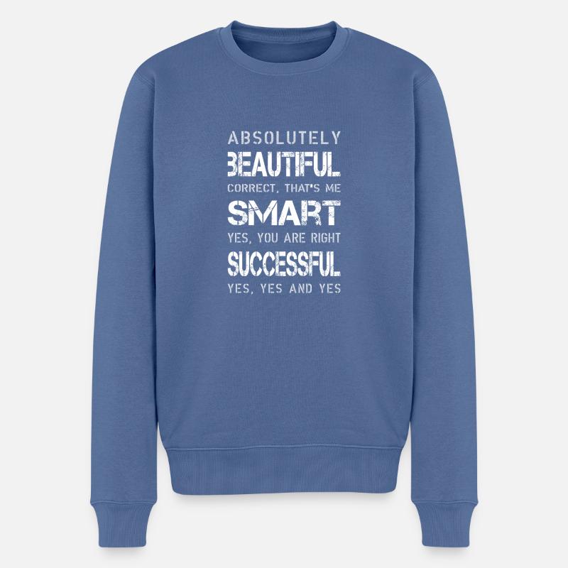 successful smart beautiful - Männer Premium Bio Pullover - Taubenblau