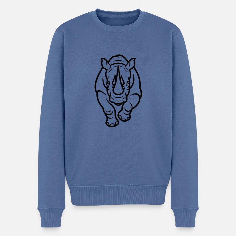 Mighty Rhino - Design d’animal propre - Pull Premium bio Homme - bleu pigeon