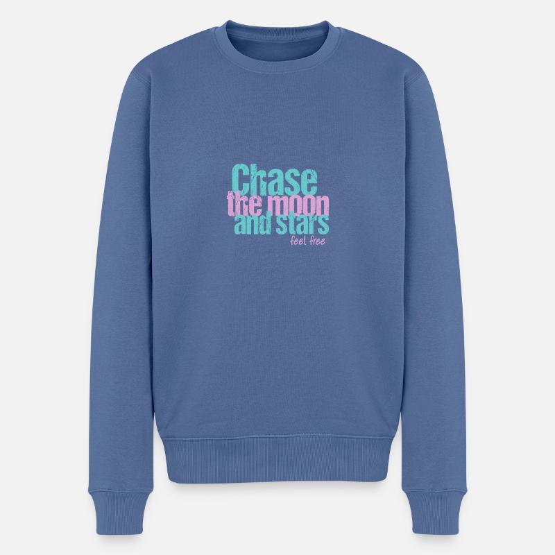 Jage Mond und Sterne - Männer Premium Bio Pullover - Taubenblau