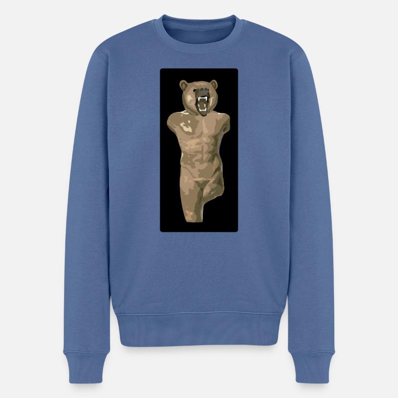Statue d'ours grec - Pull Premium bio Homme - bleu pigeon