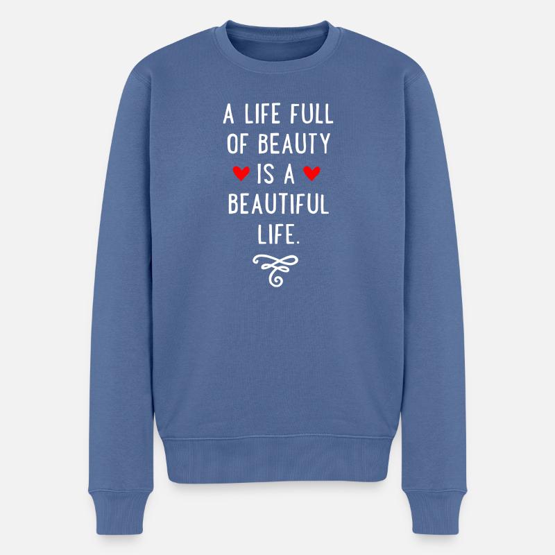 Schönheit - Männer Premium Bio Pullover - Taubenblau