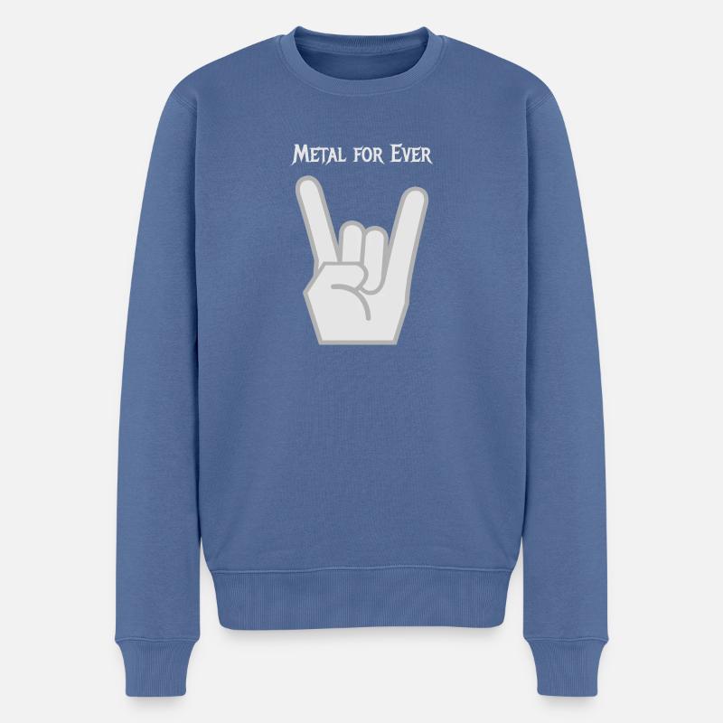 Metal - Männer Premium Bio Pullover - Taubenblau