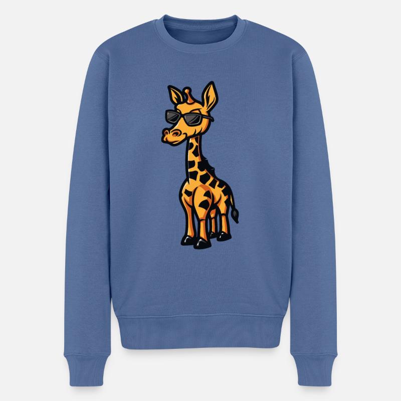 Giraffe Cool Comic - Männer Premium Bio Pullover - Taubenblau