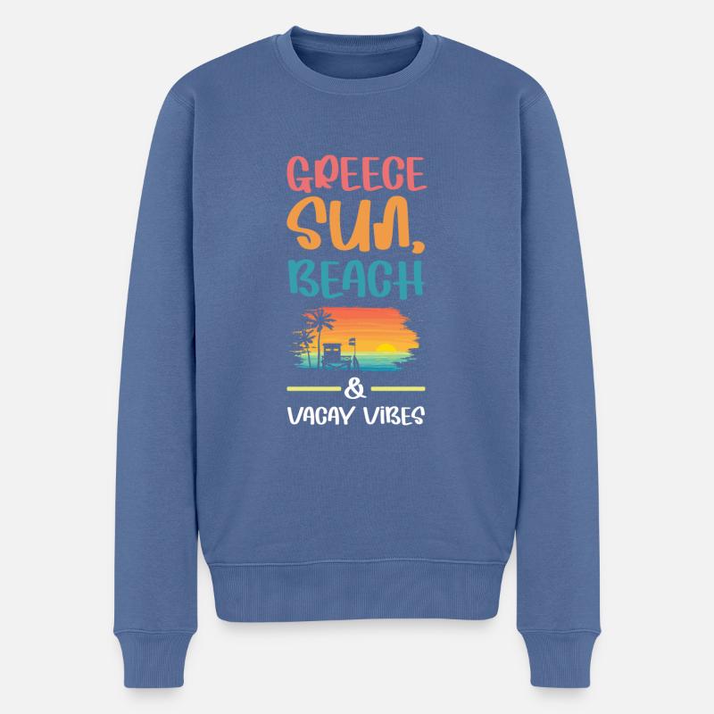 Ambiance de vacances en Grèce - Pull Premium bio Homme - bleu pigeon