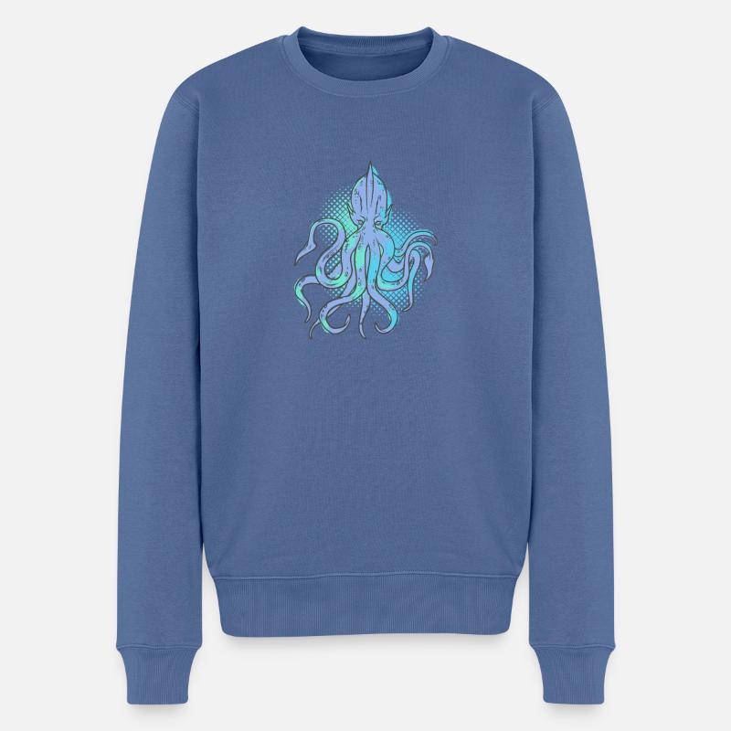 tintenfisch - Männer Premium Bio Pullover - Taubenblau