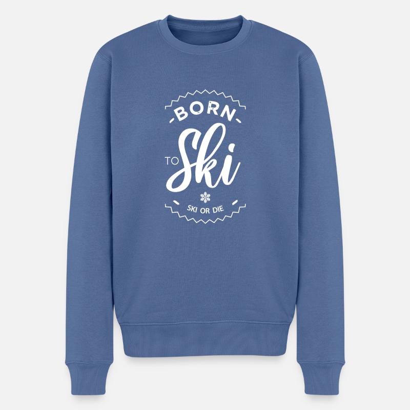 Born to ski- - Männer Premium Bio Pullover - Taubenblau