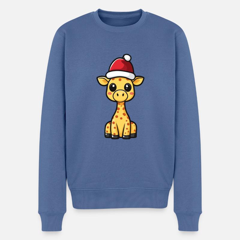 Girafe Noël mignon - Pull Premium bio Homme - bleu pigeon