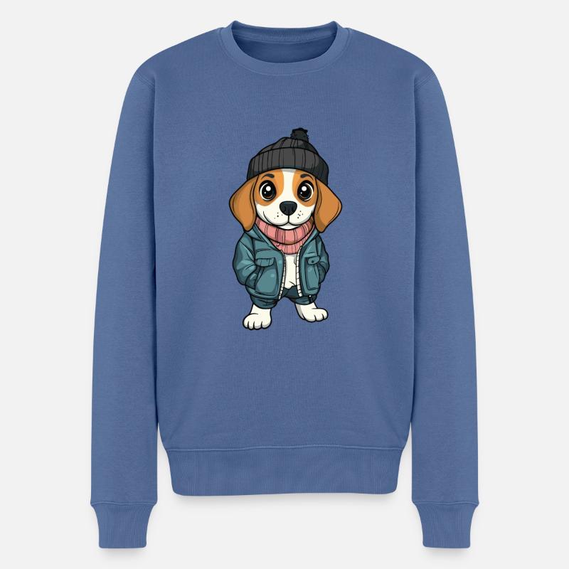 Beagle Hund Stylisch - Männer Premium Bio Pullover - Taubenblau