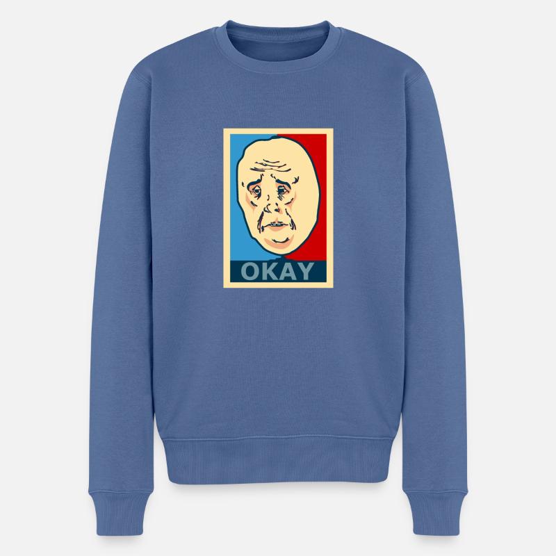Okay Face - Männer Premium Bio Pullover - Taubenblau