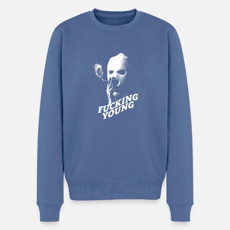 Verdammt jung - Männer Premium Bio Pullover - Taubenblau
