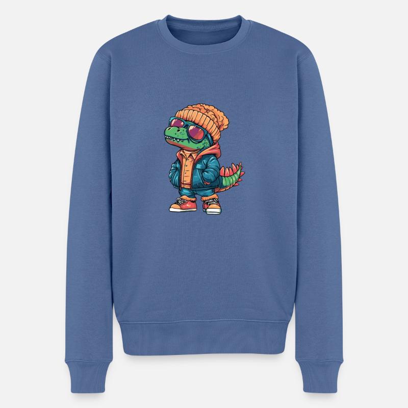 Dinosaurier stegosaurus Winter Comic - Männer Premium Bio Pullover - Taubenblau