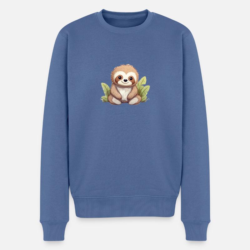 Kawaii Sloth - Männer Premium Bio Pullover - Taubenblau