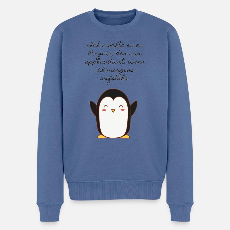 Pinguin - Männer Premium Bio Pullover - Taubenblau