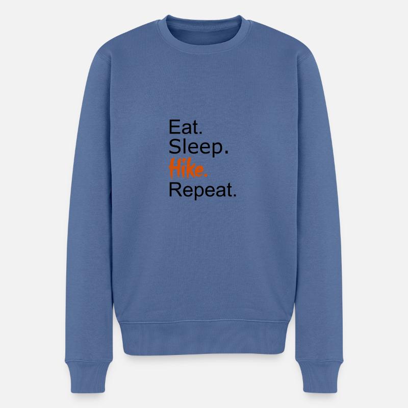 Eat. Sleep. Hike. Repeat. - Männer Premium Bio Pullover - Taubenblau