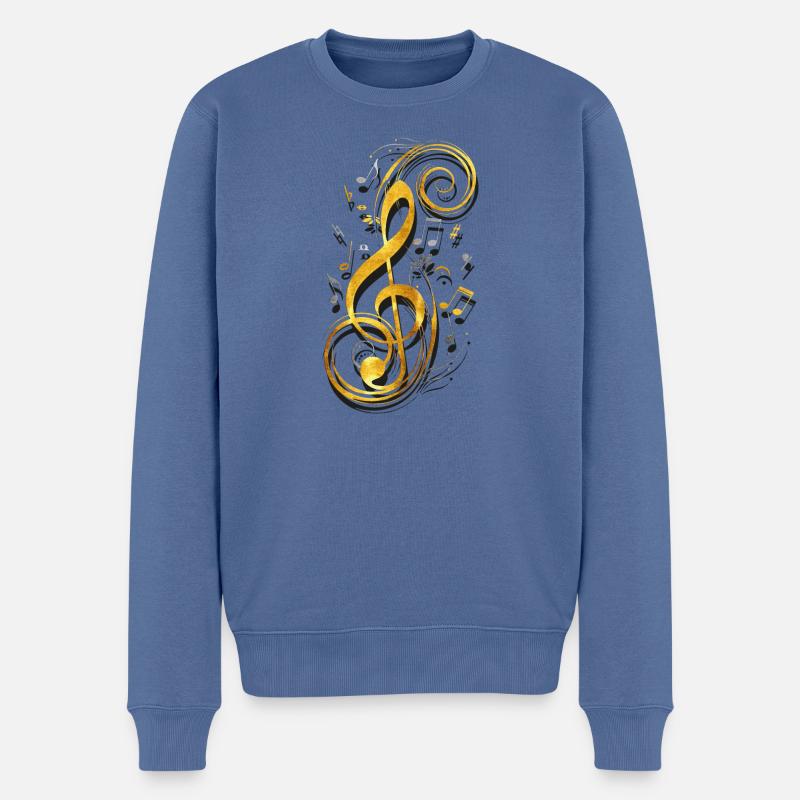 Musique - Clé de musique - Clé de partition - Note - Pull Premium bio Homme - bleu pigeon