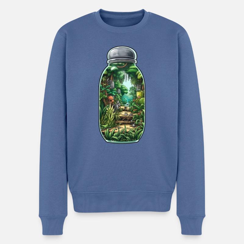 Dschungel Flasche Zeichnung - Männer Premium Bio Pullover - Taubenblau