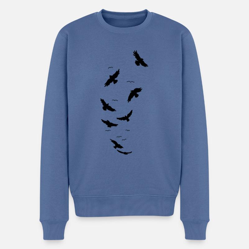 Raben Vögel Fliegen - Männer Premium Bio Pullover - Taubenblau