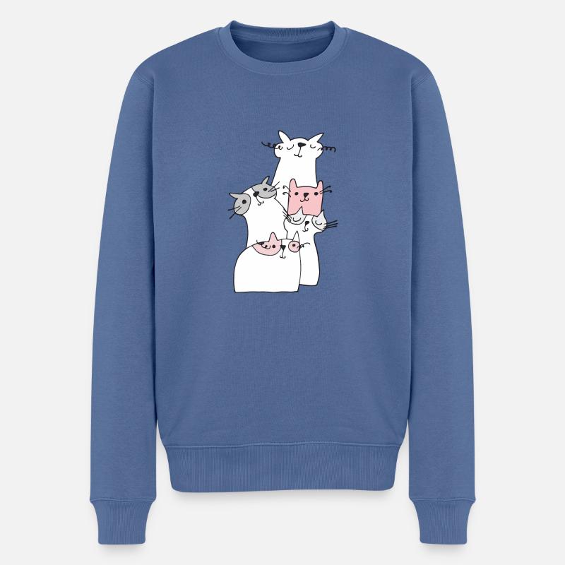 katzen treffen - Männer Premium Bio Pullover - Taubenblau