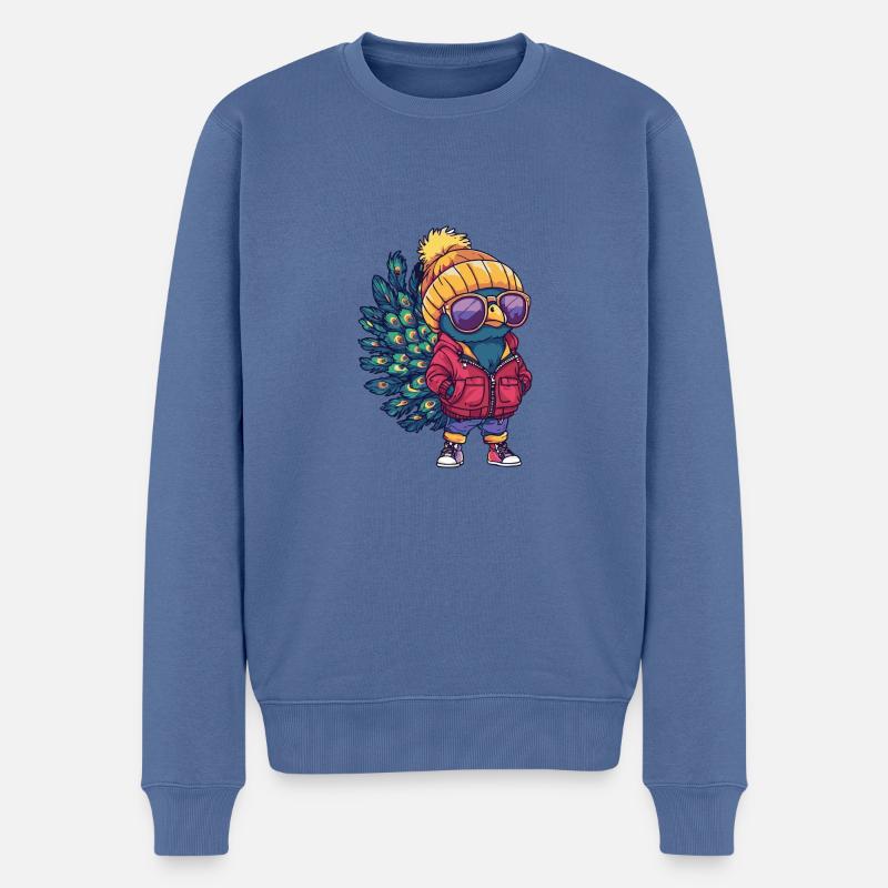 Oiseau paon Hiver - Pull Premium bio Homme - bleu pigeon
