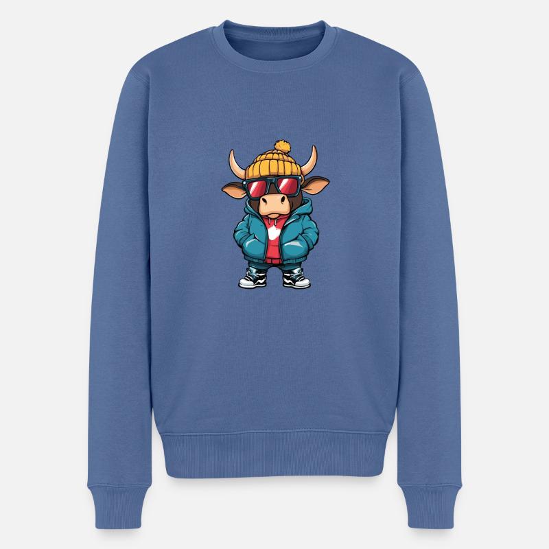 Bande dessinée d’hiver Taureau - Pull Premium bio Homme - bleu pigeon
