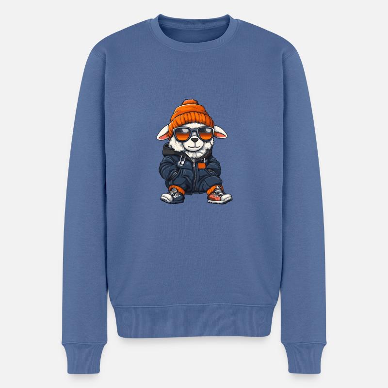 Bande dessinée d’hiver mouton - Pull Premium bio Homme - bleu pigeon