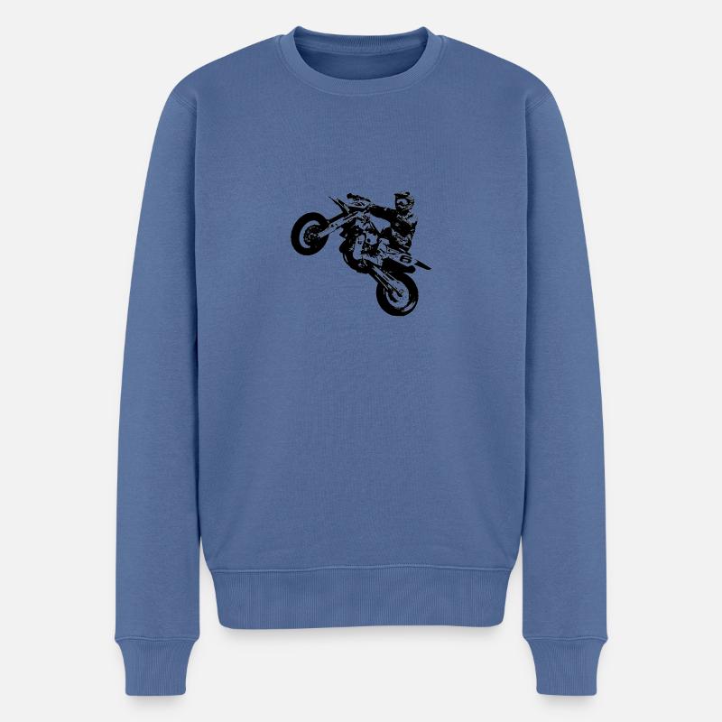 Black Motorbike - Männer Premium Bio Pullover - Taubenblau