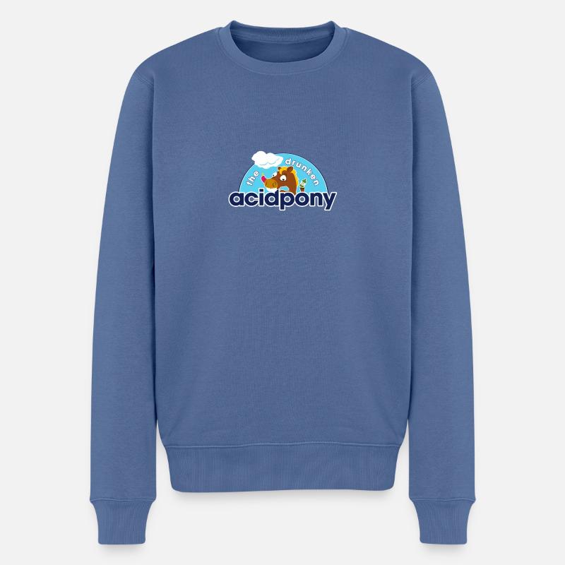 Drunken Acidpony - Männer Premium Bio Pullover - Taubenblau